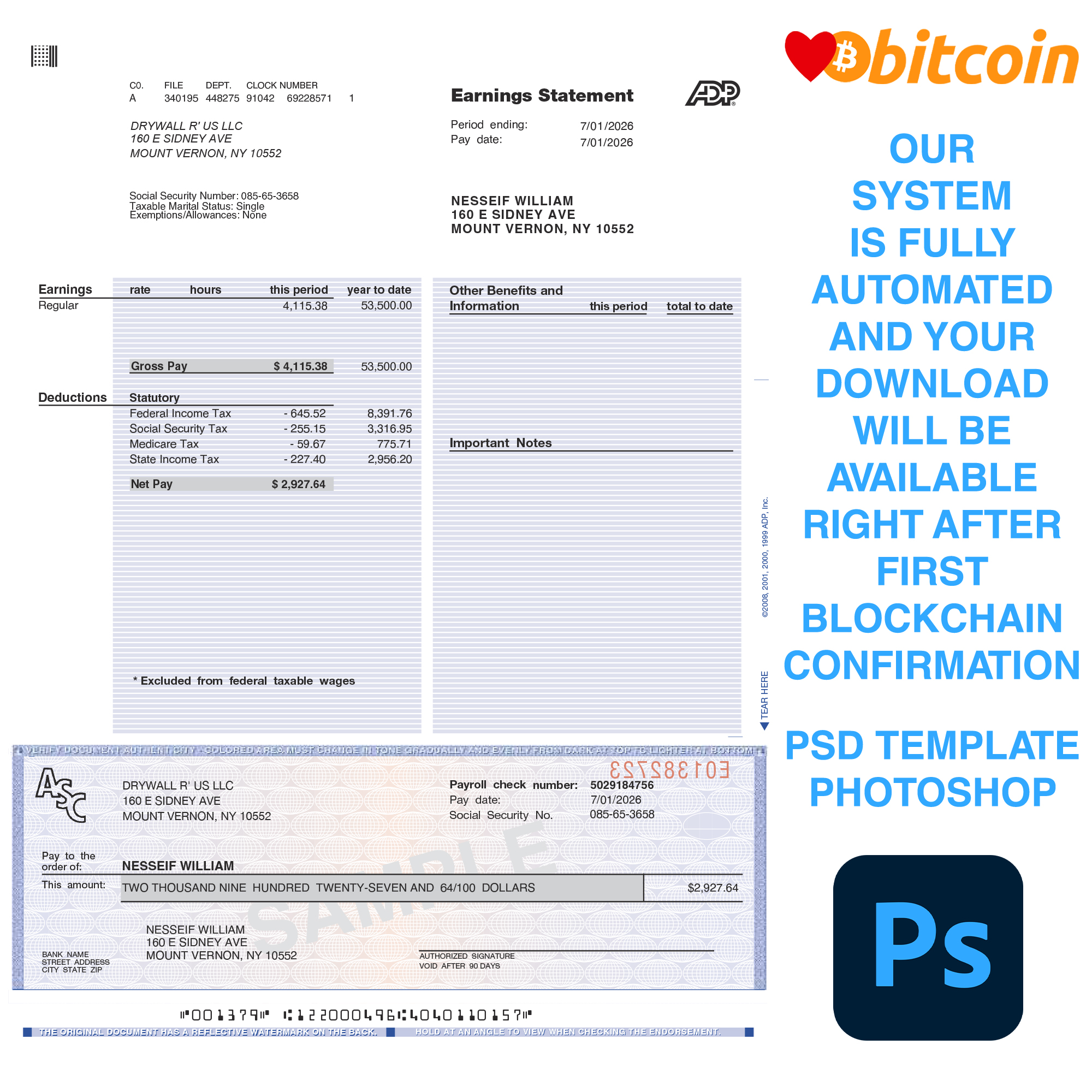 Adp Pay Stub Template Usa Templates 