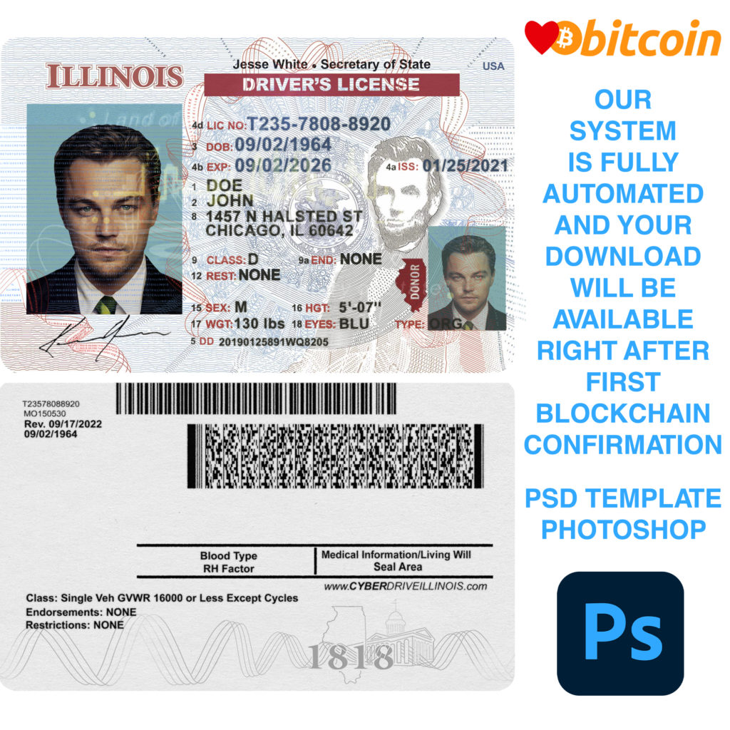 Illinois Driver License Template V1 USA Templates   Illinois Driver License Template V1 1024x1024 