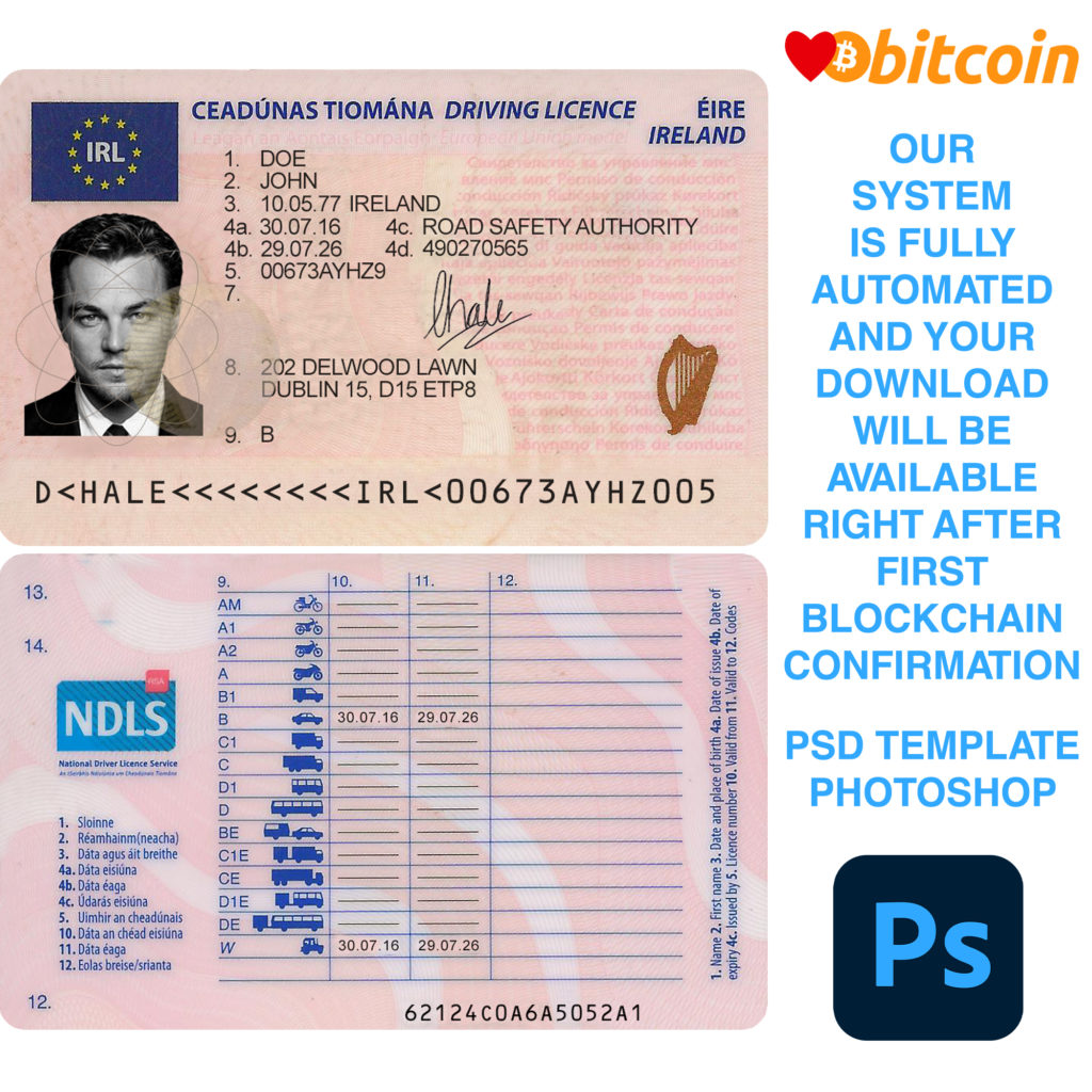 Ireland Driver License USA Templates   Ireland Driver License 1024x1024 