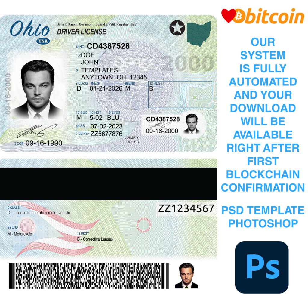 Ohio Driver License Template - USA Templates